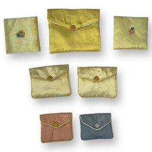 Silk Envelope Coin Pouch Set - Yellow, Light Green, Peach, Blue